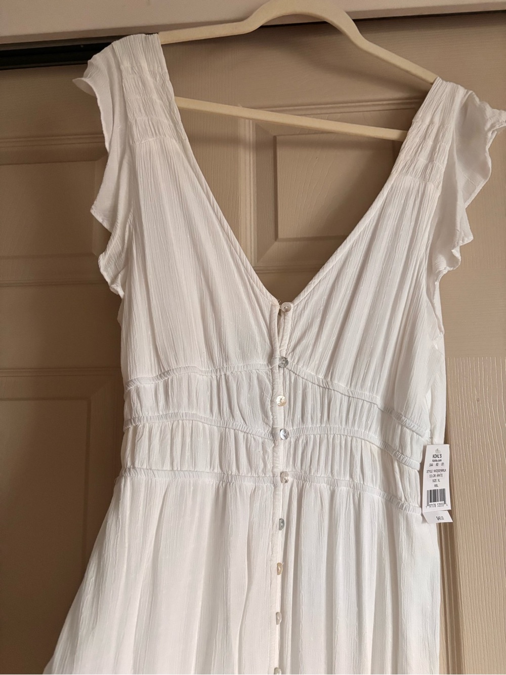 Kohl's White V-Neck Button-Front Midi Dress in XL - Picture 3 of 7